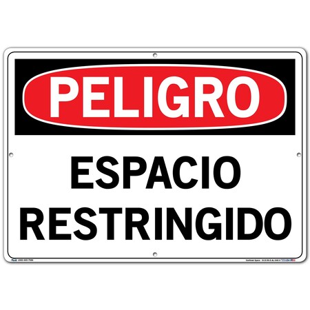 Vestil Aluminum Sign, 14-1/2" Height, 20-1/2" Width, Aluminum, Rectangle, Spanish SI-D-59-E-AL-040-S